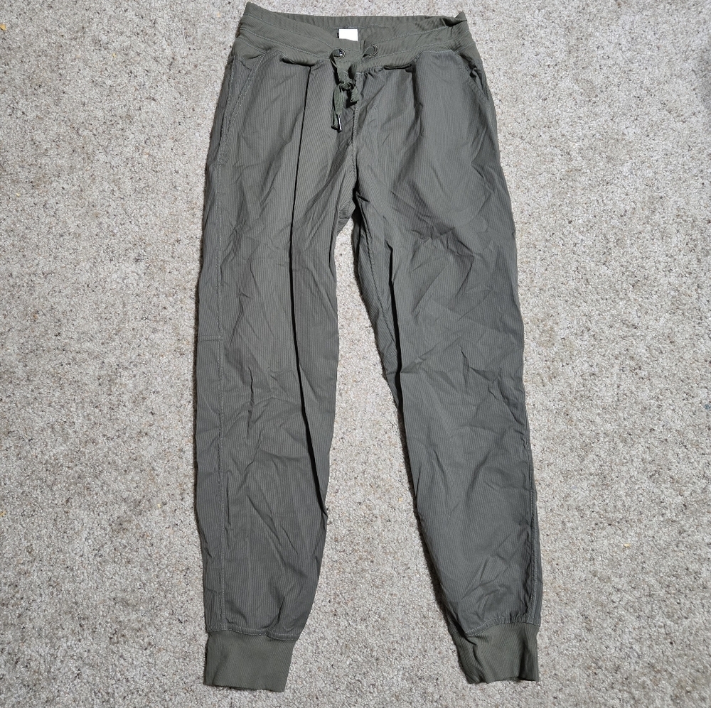 Zyia Active Pin Striped Army Green Jogger Pants